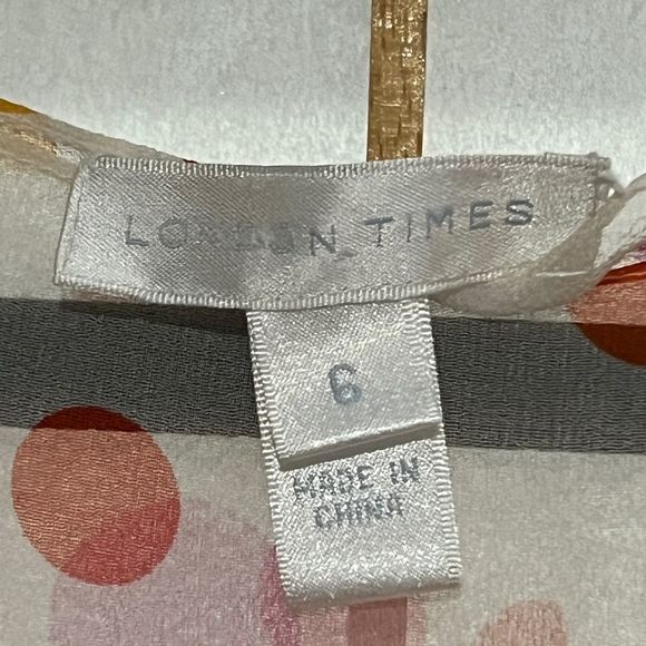 London Times Vtg y2k Random Polka Dot Silk Chiffon Dress Flowy Skirt Sleeveless - Picture 5 of 6